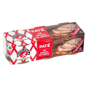 PAMPLONICA Paté de hígado de cerdo, elaborado sin gluten ni lactosa PAMPLONICA 3 uds x 80 g.