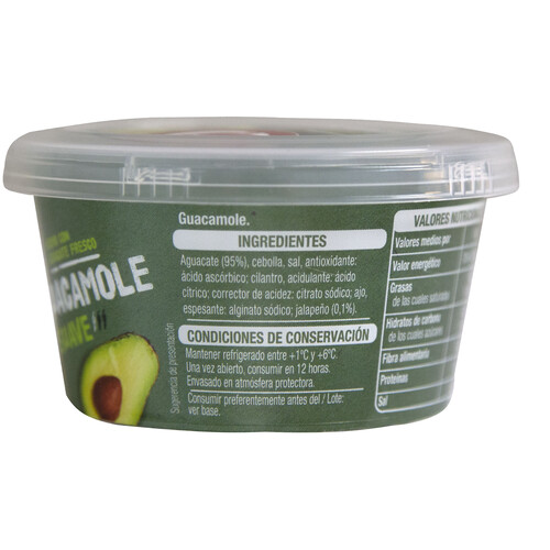 PRODUCTO ALCAMPO Guacamole suave elaborado con aguacates frescos PRODUCTO ALCAMPO 200 g.