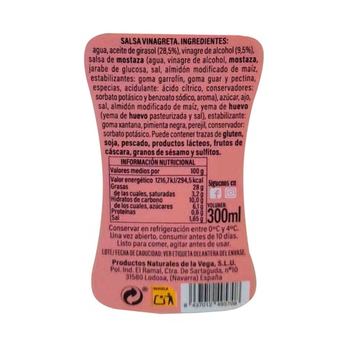 DIQUESI Salsa vinagreta para ensaladas, botella PET 300ml