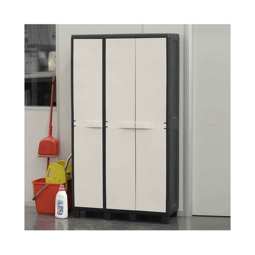 Armario escobero de resina de 3 puertas, 178x97x38cm, TOOMAX Factory S.