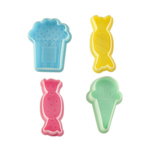 Imagen de Set de 4 moldes de presión fabricados en silicona, formas surtidas, HABI.