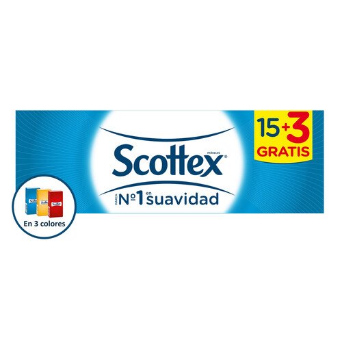 SCOTTEX Pañuelos de celulosa SCOTTEX paquete de 15 + 3 uds.