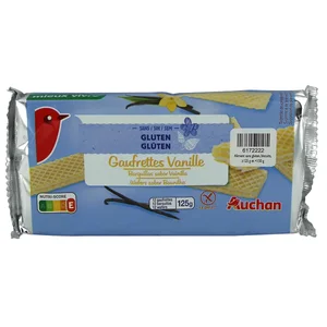 PRODUCTO ALCAMPO Galletas de barquillo con sabor a vainilla, elaboradas sin gluten 12 uds.