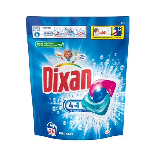 Detergente para ropa en cápsulas (limpieza, luminosidad, frescor) DIXAN TRÍO CAPS 23 uds.
