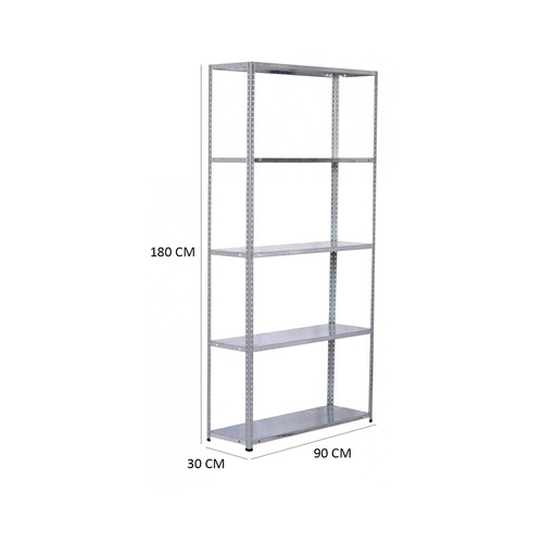 Estantería metálica galvanizada, 5 baldas, CATTER HOUSE Solid 180, 90x30x180cm.