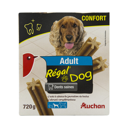 PRODUCTO ALCAMPO Snacks dental para perros adultos talla mediana AUCHAN EXPERT DENTAL CARE 28 uds. 720 g.