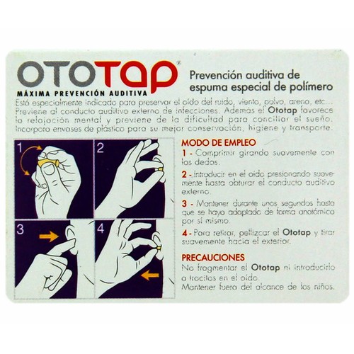 OTOTAP Tapón de oído , antihumedad ,antirruido, antiviento , preveción auditiva ,OTOTAP 6 uds