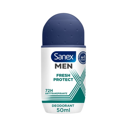 SANEX Men fresh protect Desodorante roll on para hombre antitranspirante hasta 72 horas 50 ml.