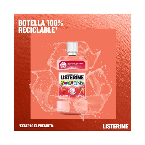 LISTERINE Kids Enjuague bucal para niños de + de 6 años, con sabor a frutos rojos 500 ml.