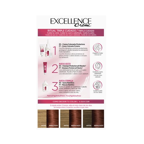 L´ORÉAL PARIS Excellence creme Tinte de pelo permanente tono 6.46 Cobrizo caoba.