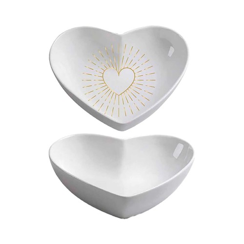 Cuenco de porcelana con forma de corazón 36cl y decoración ideal para San Valentín, ACTUEL