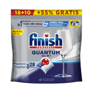 FINISH Detergente en pastillas para lavavajillas concentrado FINISH Quantum +50% gratis 18+9 cápsulas 506 gramos