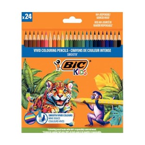 Imagen de 24 lápices de colores de madera BIC Kids.