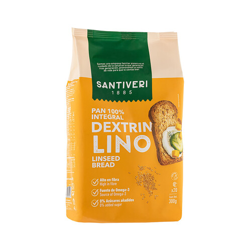 SANTIVERI Pan de molde integral con semillas de lino SANTIVERI DEXTRIN300 g.
