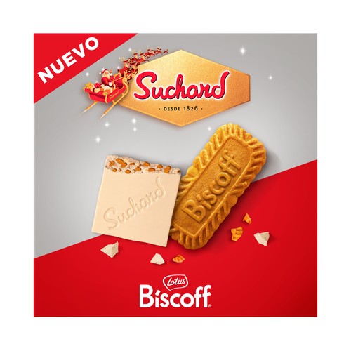SUCHARD Turrón de chocolate blanco biscoff 230 g.
