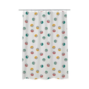 Imagen de Cortina de baño de poliéster estampado dots, 180x200cm. ACTUEL.