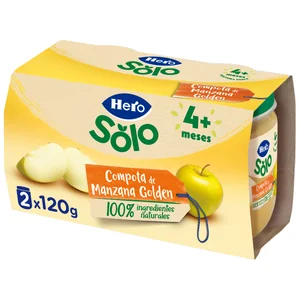 HERO Solo Tarrito de compota de manzana Golden, a partir de 4 meses 2 x 120 g.