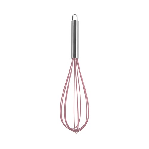 Varillas batidoras de silicona color rosa con mango de acero inoxidable, 30cm. ACTUEL.