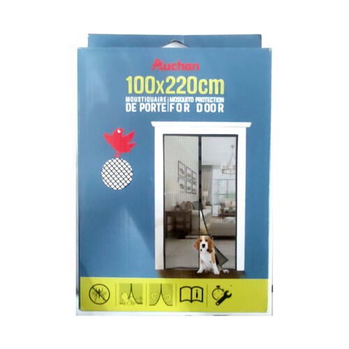 Mosquitera cortina para puerta, magnetica, gris oscuro 100x220cm, PRODUCTO ALCAMPO.