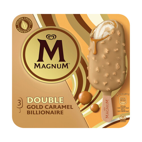 MAGNUM Bombón helado sabor galleta y nueces de pecán son salsa de caramelo salado MAGNUM Double 3 x 88 ml.