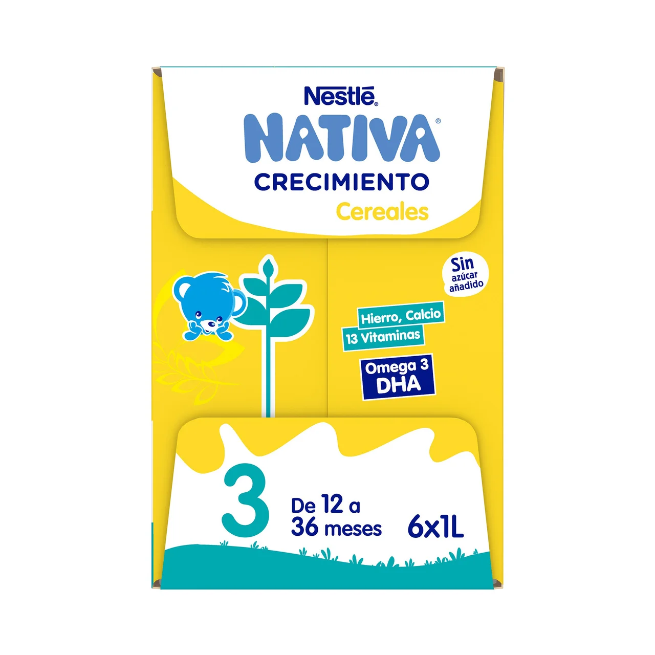 Crecimiento de Nestlé Leche (3) de crecimiento con cereales, de 12 a 36 meses 6 x 1 l.