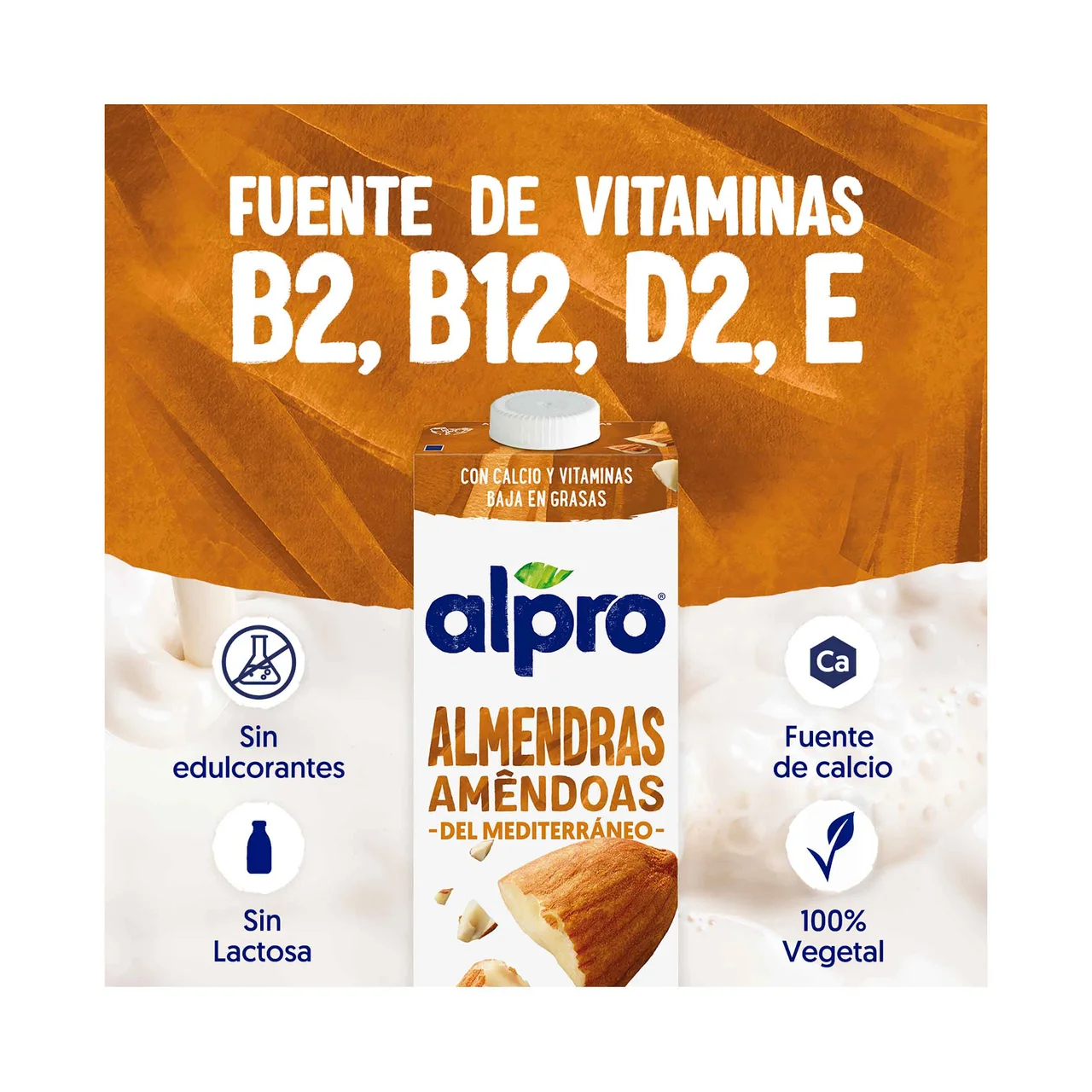 Bebida de almendras mediterráneas 100% vegetal 1 l.