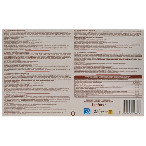 AUCHAN Lasaña a la boloñesa ultracongelada 1 kg Producto Alcampo.