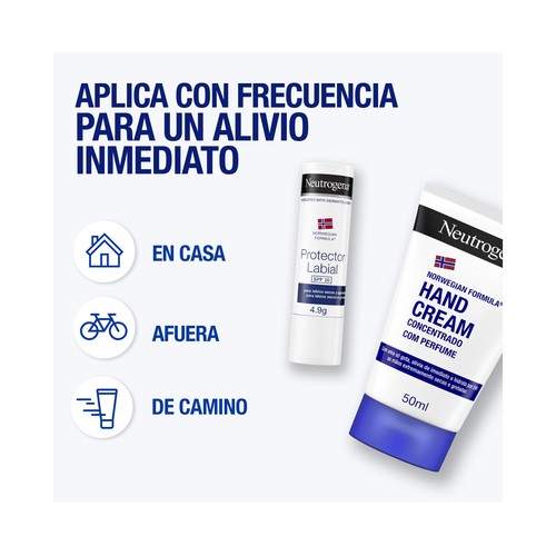 NEUTRÓGENA Crema de manos concentrada fórmula noruega (50 ml) y bálsamo labial protector con FPS 20.