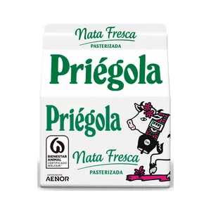 PRIÉGOLA Nata fresca líquida (35% materia grasa) para cocinar PRIÉGOLA 250 ml.