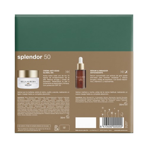 BELLA AURORA Splendor 50 Sérum iluminador antioxidante (30ml) + crema de día anti-edad (30 ml). 