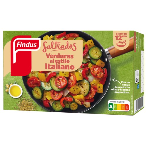 FINDUS Salteados Verduras al estilo italiano con un toque de aceite de oliva y hierbas aromáticas 400 g.