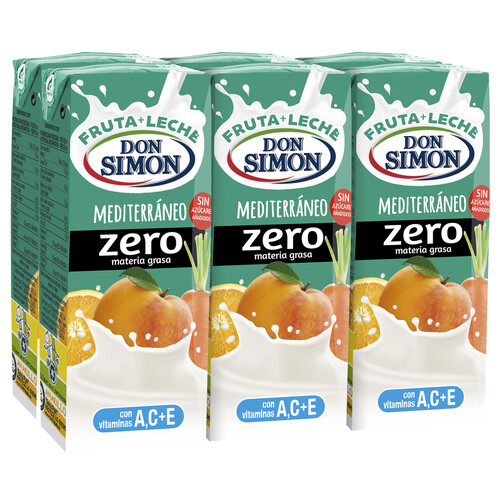 Bebida de leche y zumo de frutas mediterraneas DON SIMON Funciona max 6 x 200 ml.