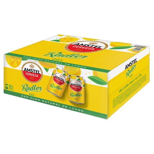 Cerveza con zumo natural de limón limón AMSTEL RADLER pack 12 uds. x 33 cl.