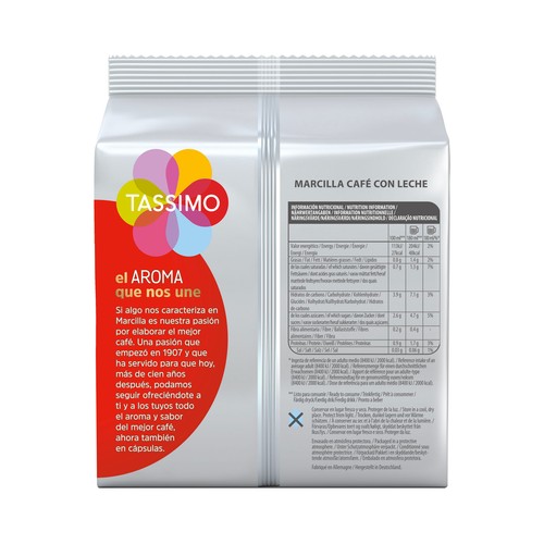 TASSIMIO MARCILLA Café en cápsulas con leche 16 uds.