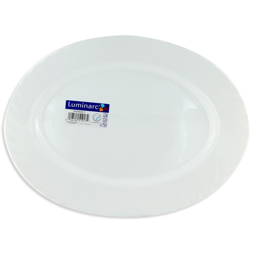 Fuente oval llana de 35cm. de diámetro, Trianom color blanco, diseño clásico y redondeado LUMINARC.