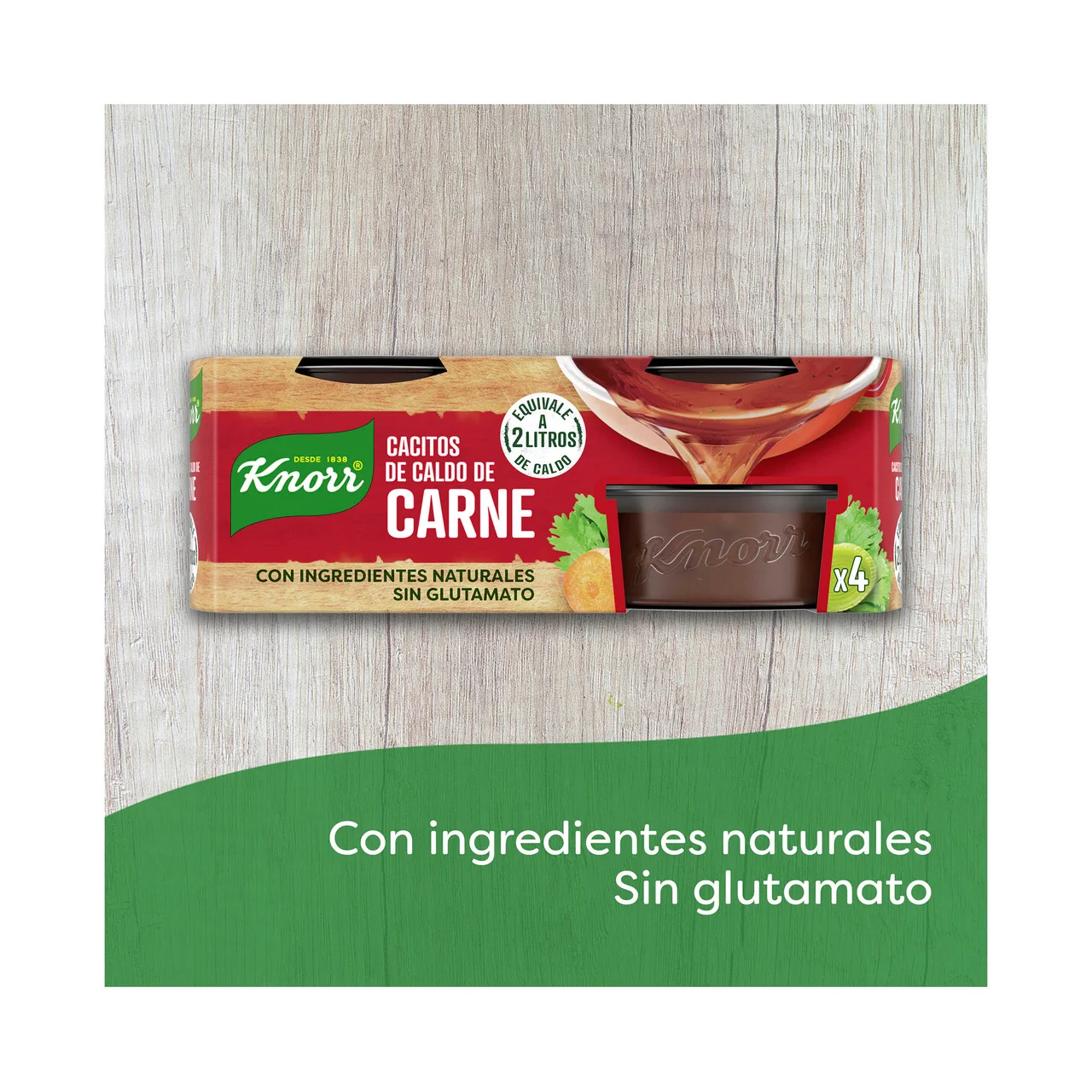 Cacitos de caldo de carne, con ingredientes naturales, sin glutamato 4 uds. 28 g.