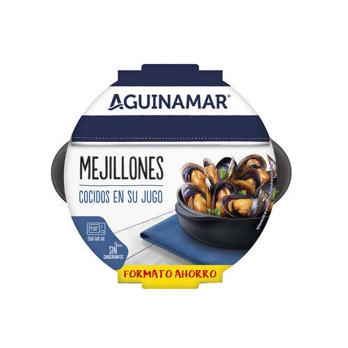 AGUINAMAR Mejillones cocidos en su jugo AGUINAMAR 900 g