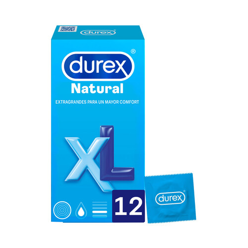 DUREX Preservativos lubricados extragrandes para un mayor confort DUREX Natural Xl 12 uds.