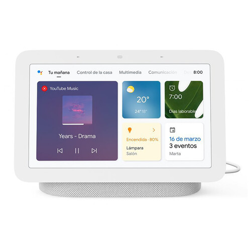 Altavoz inteligente GOOGLE Nest Hub tiza (2º Generación), pantalla táctil de 7, control por voz, Wi-Fi, Bluetooth 5.0, Chromecast integrado.