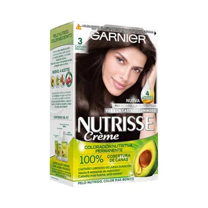 GARNIER Tinte de pelo permanente color castaño oscuro, tono 3 GARNIER Nutrisse créme.