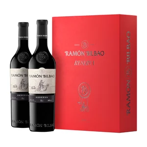 RAMÓN BILBAO Estuche con 2 botellas de vino tinto reserva con D.O. Ca. Rioja botella 75 cl.