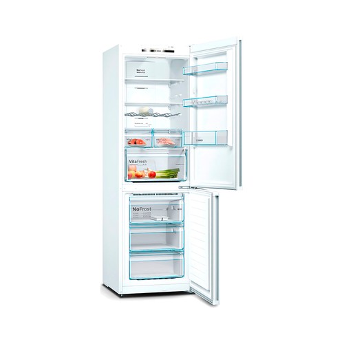 Frigorífico combi 186cm BOSCH KGN36VWEA FROST, clasificación energética: E, H: 186cm, A: 60cm, F: 66cm, capacidad total: 326L.