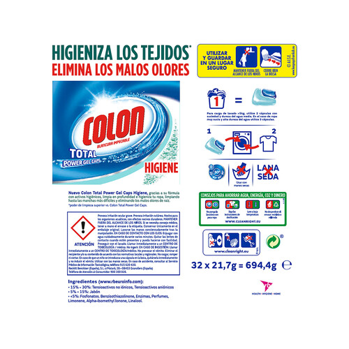 COLON Higiene Detergente en cápsulas 32 uds.