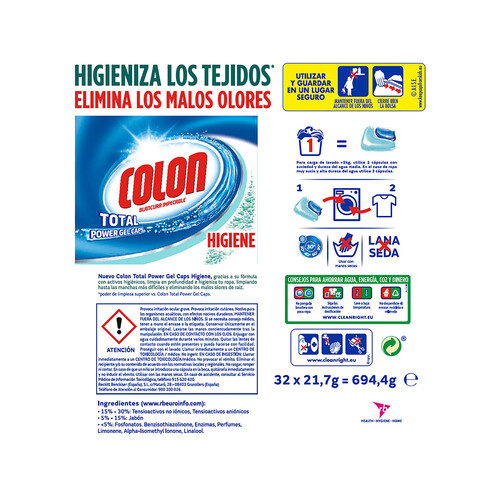 COLON Detergente en cápsulas COLÓN Higiene 32 uds.