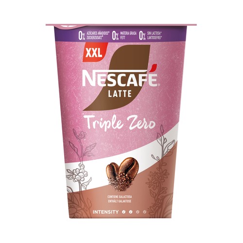 NESCAFÉ Latte xxl triple zero Bebida de café espresso con leche desnatada sin lactosa 350 ml.