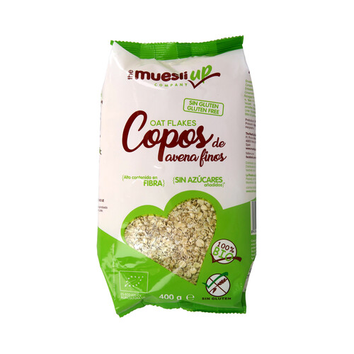 MUESLI Up Copos de avena finos sin gluten, ecológicos MUESLI Up 400 g.