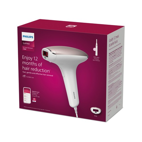 Depiladora luz pulsada IPL PHILIPS LUMEA BRI920/00, uso corporal, deslizamiento y flash, 5 niveles, sensor tono de piel..