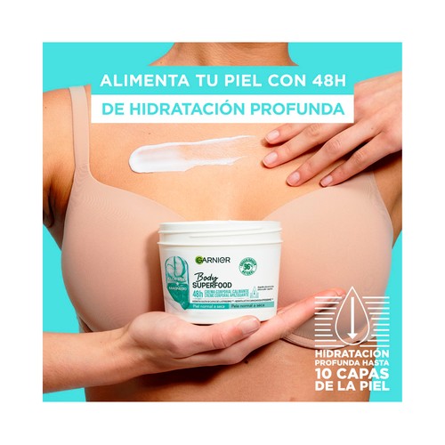 GARNIER Body superfood Crema corporal calmante de hidratante (hasta 48 horas), para pieles normales a secas 380 ml.