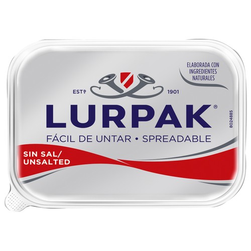 LURPARK Tarrina de materia grasa para untar (78%) con mantequilla, sin sal 200 g.