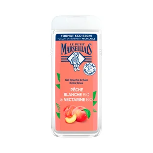 LE PETIT MARSEILIAIS Gel para baño o ducha extra suave, con melocotón blanco y nectarina bio, para pieles sensibles 650 ml.